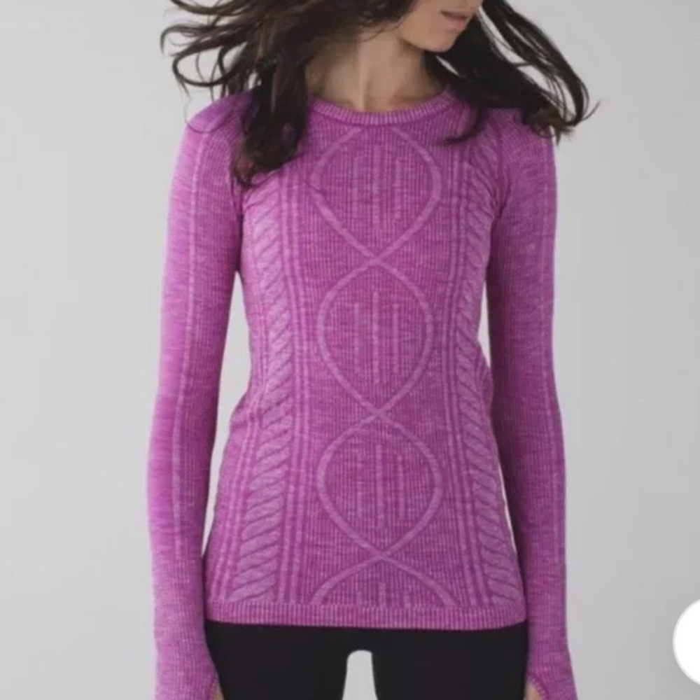 LULULEMON swiftly tech cable knit long sleeve top grey size 6/8